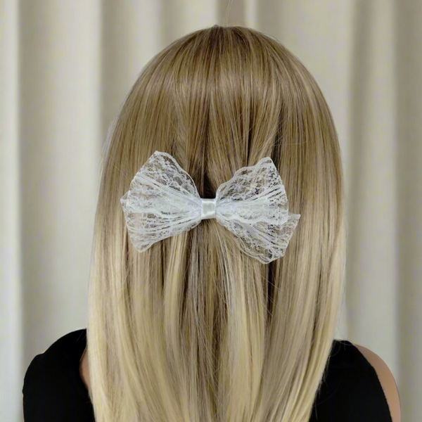 Lace hair bow barrette clip