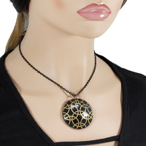 Black and gold pendant necklace