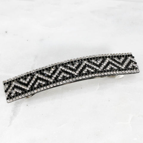 Elegant black sparkle rhinestone hair barrette for women