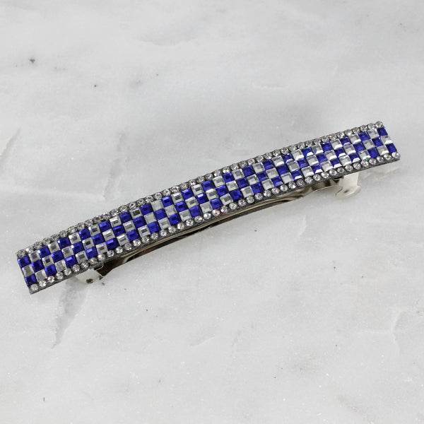 Blue sparkle rhinestone hair barrette for women