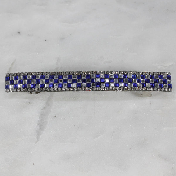 Blue sparkle rhinestone hair barrette for women