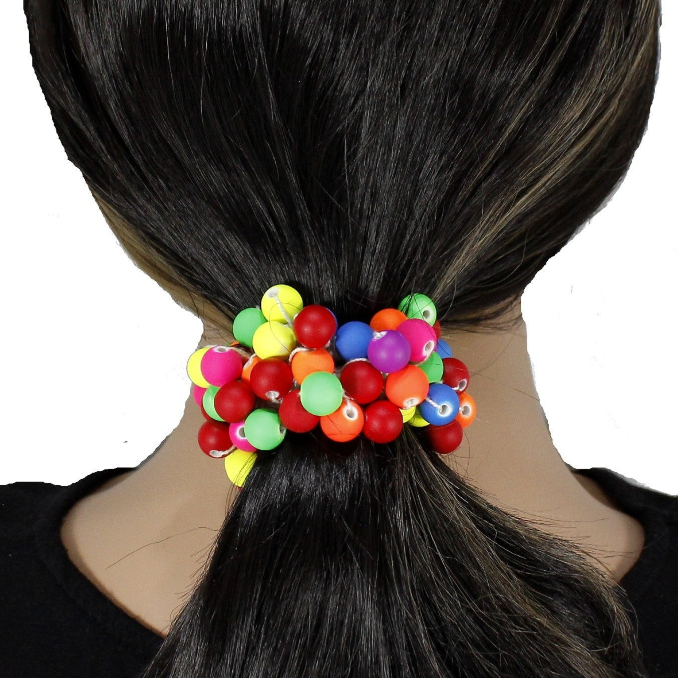 Bright and colorful hair tie with beads