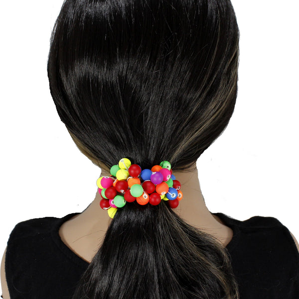 Bright and colorful hair tie with beads