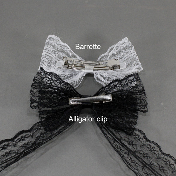 Lace hair bow barrette clip