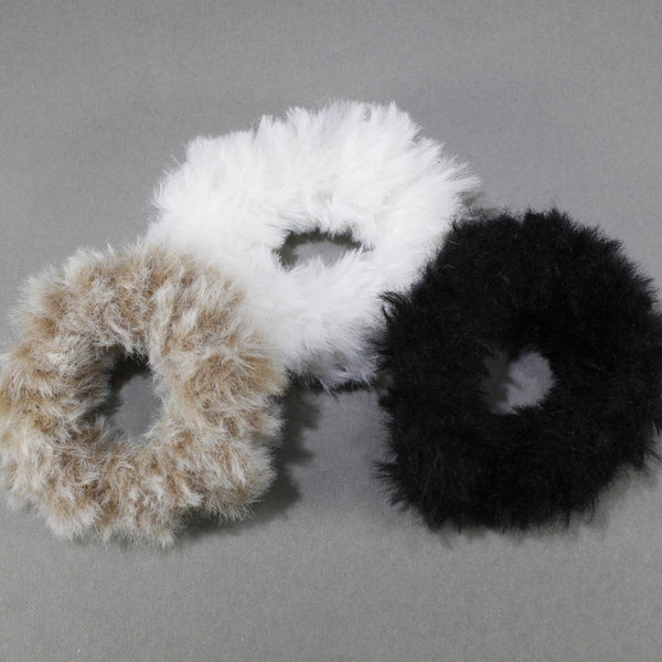 Faux fur scrunchies for women and girls