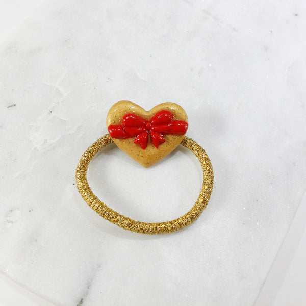 Heart with bow hair tie