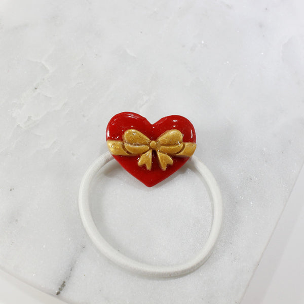 Heart with bow hair tie