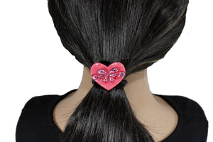 Heart with bow hair tie