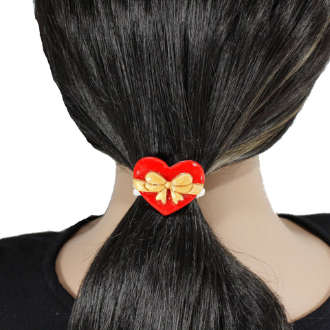 Heart with bow hair tie