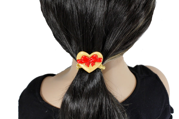 Heart with bow hair tie