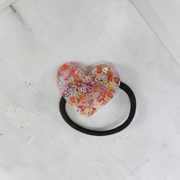 Sparkly heart hair tie