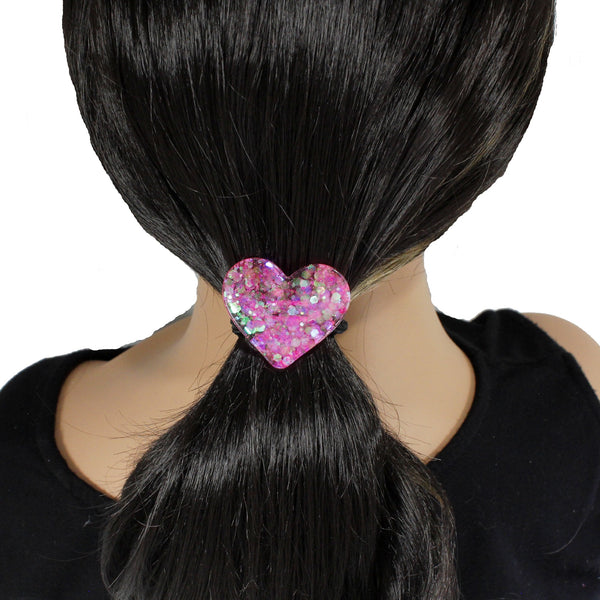 Sparkly heart hair tie