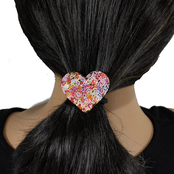 Sparkly heart hair tie