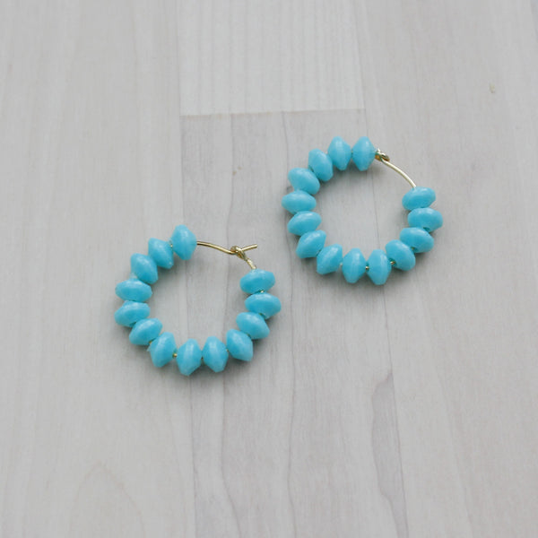 Turquoise beaded hoop earrings