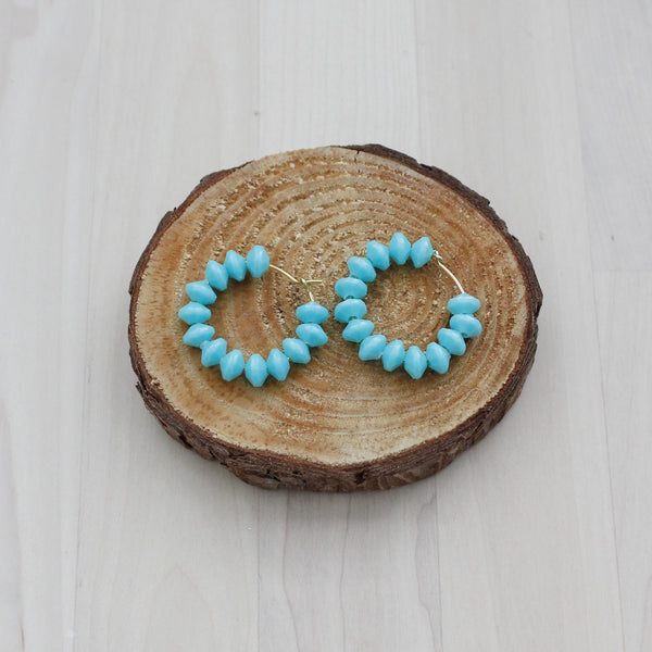 Turquoise beaded hoop earrings