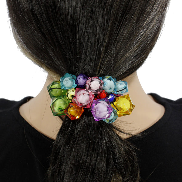 Cute hair tie with colorful chunky beads embellishment for women and girls
