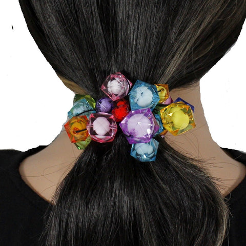 Cute hair tie with colorful chunky beads embellishment for women and girls