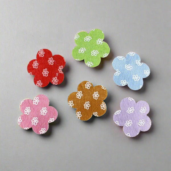 Set of 6  random color full covered flower hair clip for girls