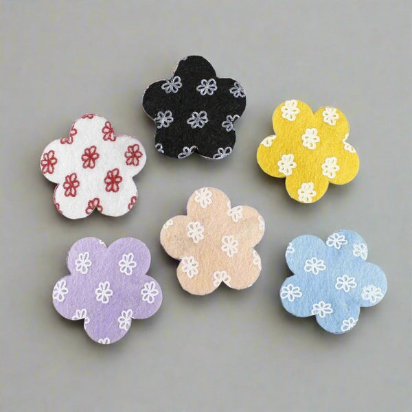 Set of 6  random color full covered flower hair clip for girls