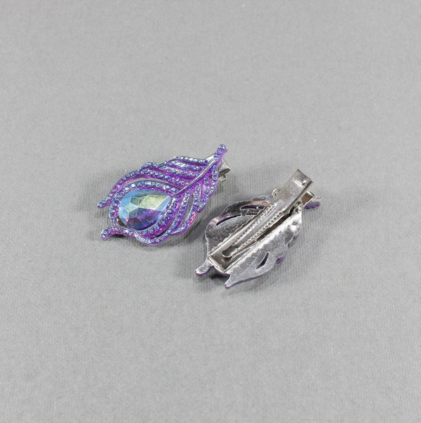 Set of 2 crystal feather mini alligator hair clips