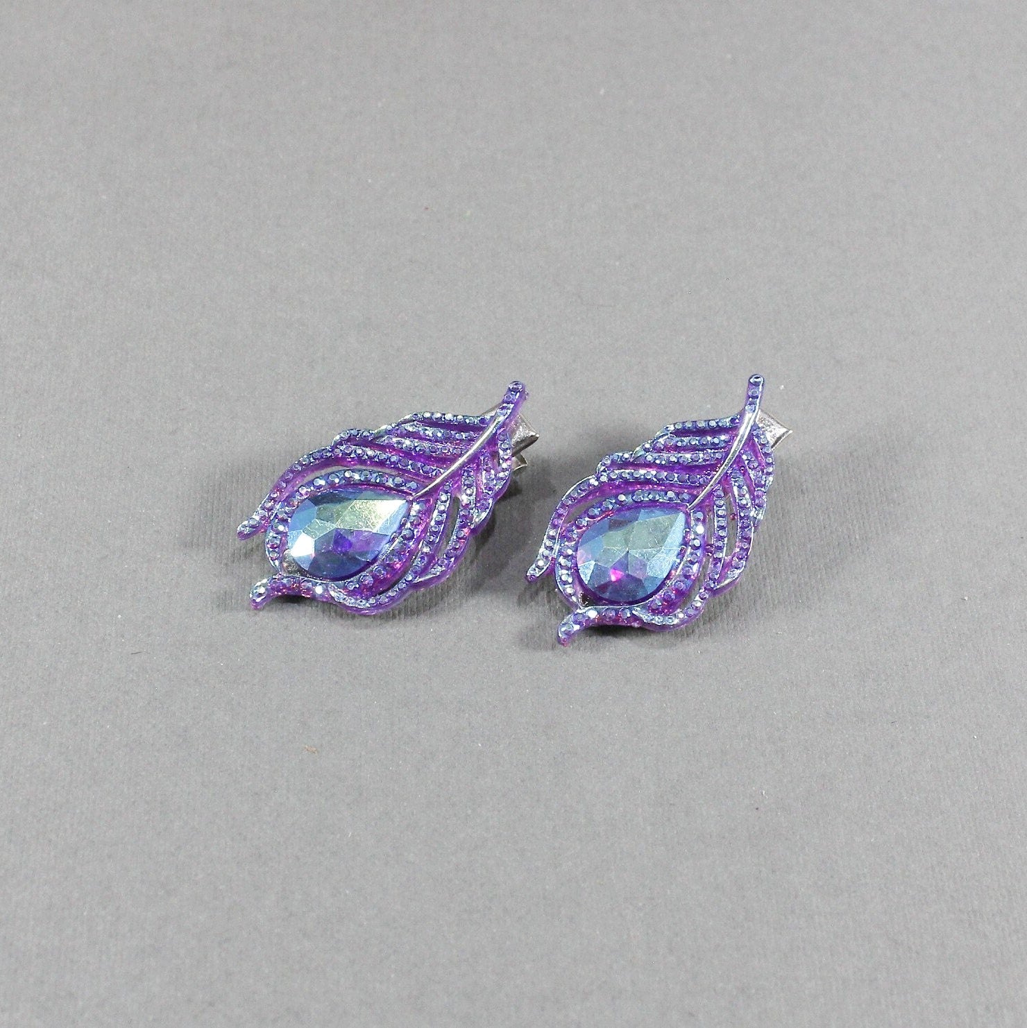 Set of 2 crystal feather mini alligator hair clips