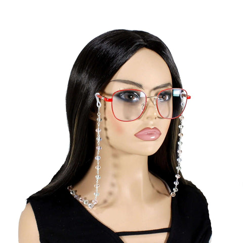 Elegant Aesthetic Beaded Eyeglass Chain – Light Colored Glass Bead Eyewear Holder Strap for Glasses or Sunglasses