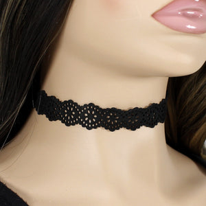 Black lace suede choker necklace for women