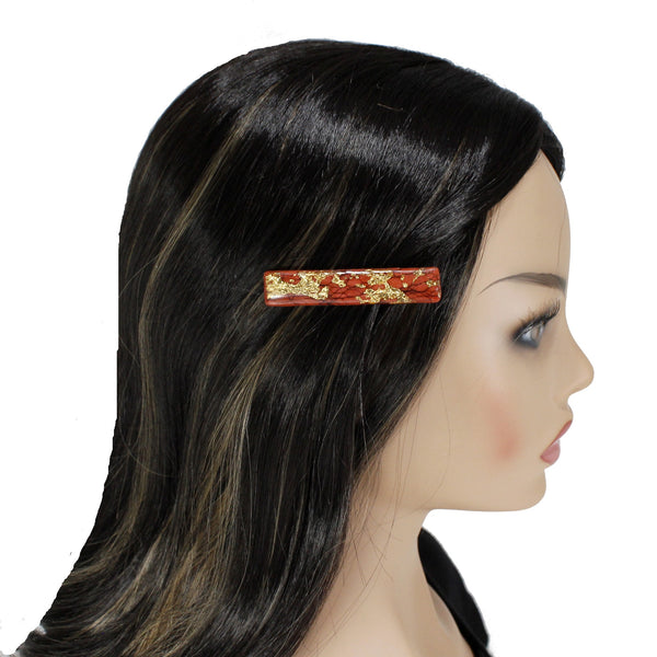 Bar alligator hair clip with gold or silver embellishment