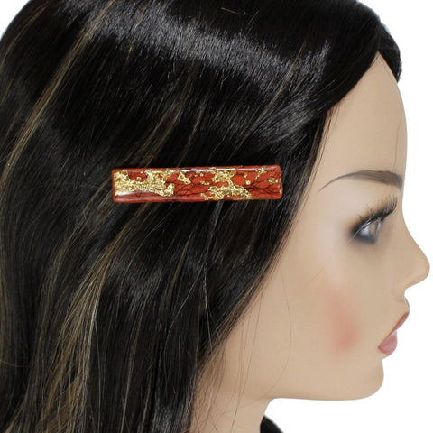 Bar alligator hair clip with gold or silver embellishment