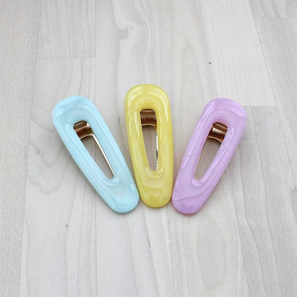 handmade resin hair clips in soft pastel shades