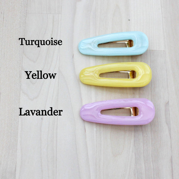 set of pastel colors, hair clips - turquoise, yellow, lavander