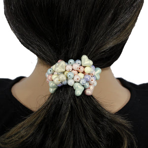 Cute hair tie with delicate pastel beads embellishment for women and girls