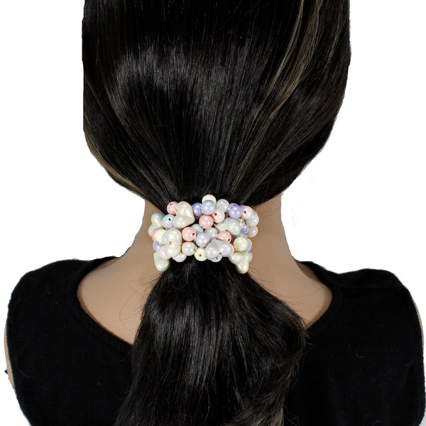 Cute hair tie with delicate pastel beads embellishment for women and girls