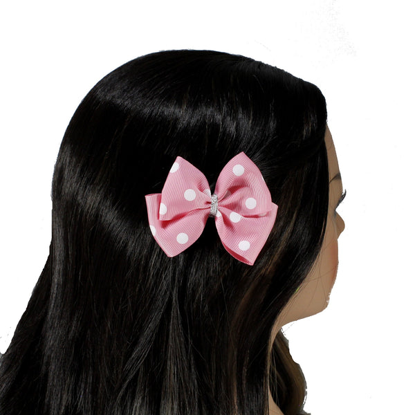 Set of two pink polka dots bows