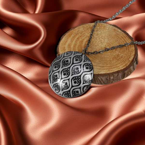 Black and silver pendant necklace