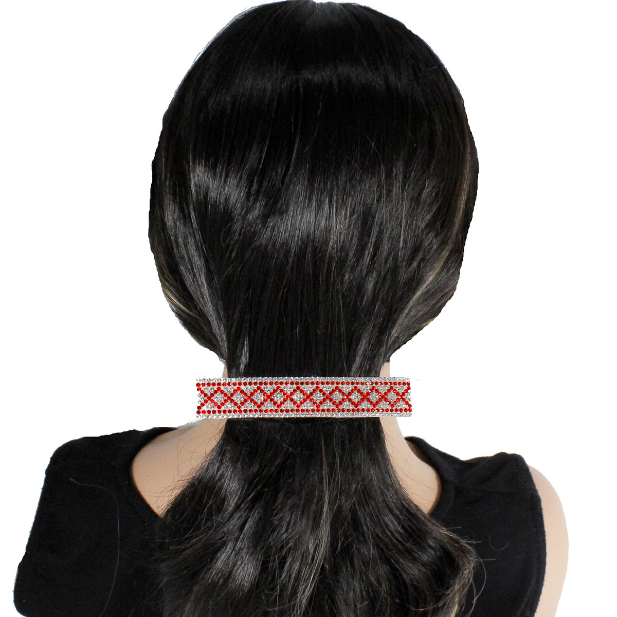 Red sparkle rhinestone hair barrette for women – LorArtStudio
