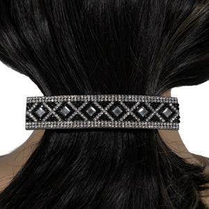 Black sparkle rhinestone hair barrette for women