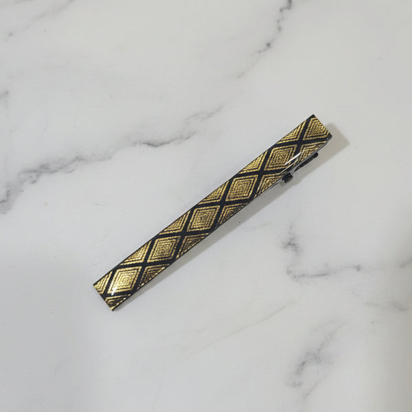 Black & Gold Geometric Resin Alligator Hair Clips