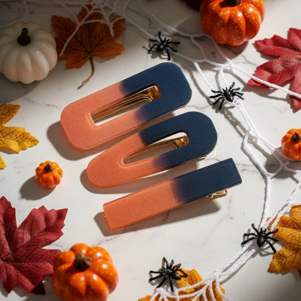 Halloween Orange and Black Alligator Hair Clip