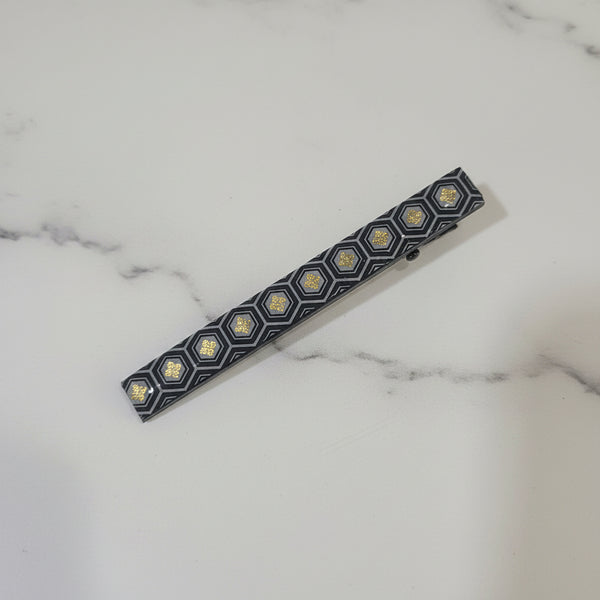 Black & Gold Geometric Resin Alligator Hair Clips