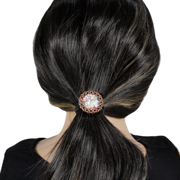 Rose gold with abalone shells embellishment hair tie for women