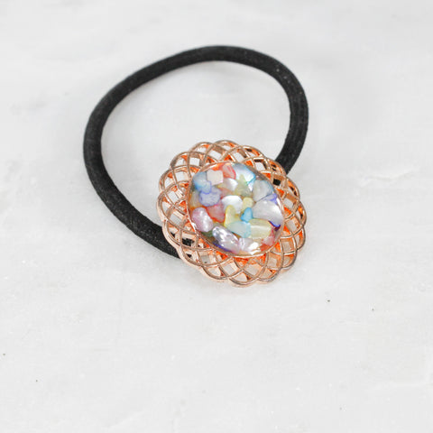 Rose gold with abalone shells embellishment hair tie for women