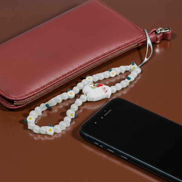 Adorable White Lama Charm Phone Wristlet  – Adorable Kawaii Gift Idea