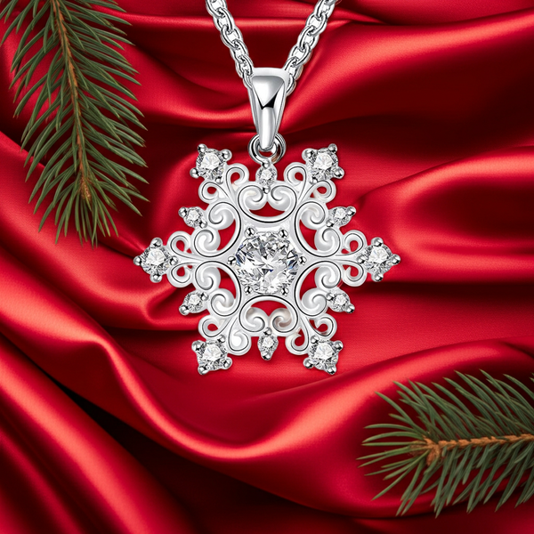 Snowflake necklace for women with cubic zirconia