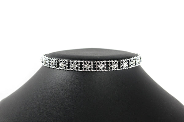 Gold or Silver lace collar choker necklace for women