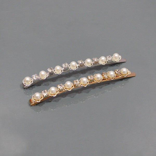 Set of 2 rhinestone pearl bobby pins for women