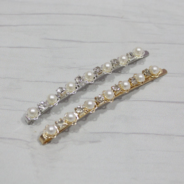 Set of 2 rhinestone pearl bobby pins for women