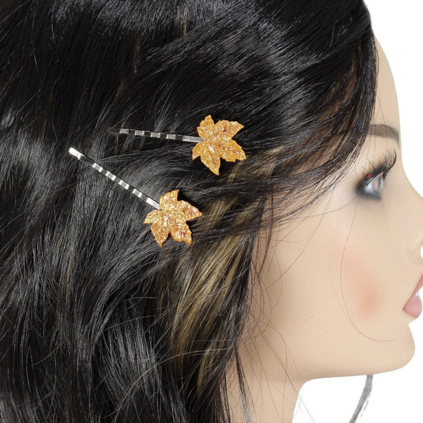 Set of two maple leaf bobby pins