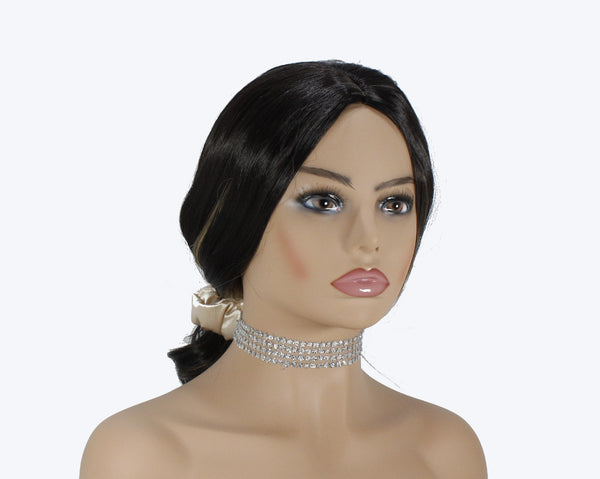 Gold and silver lace collar choker necklace adorned with floral sequences