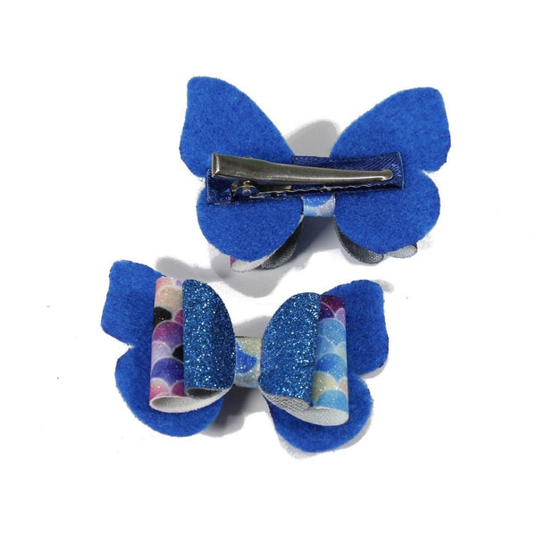 blue butterfly alligator clips for girls